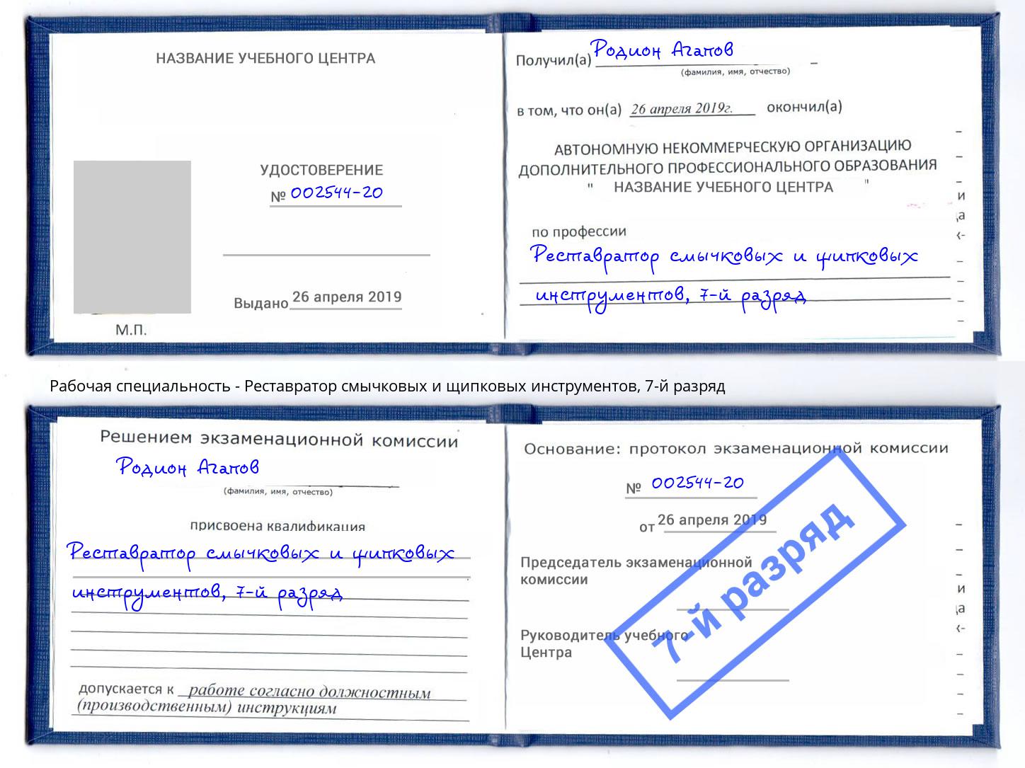 корочка 7-й разряд Реставратор смычковых и щипковых инструментов Краснознаменск