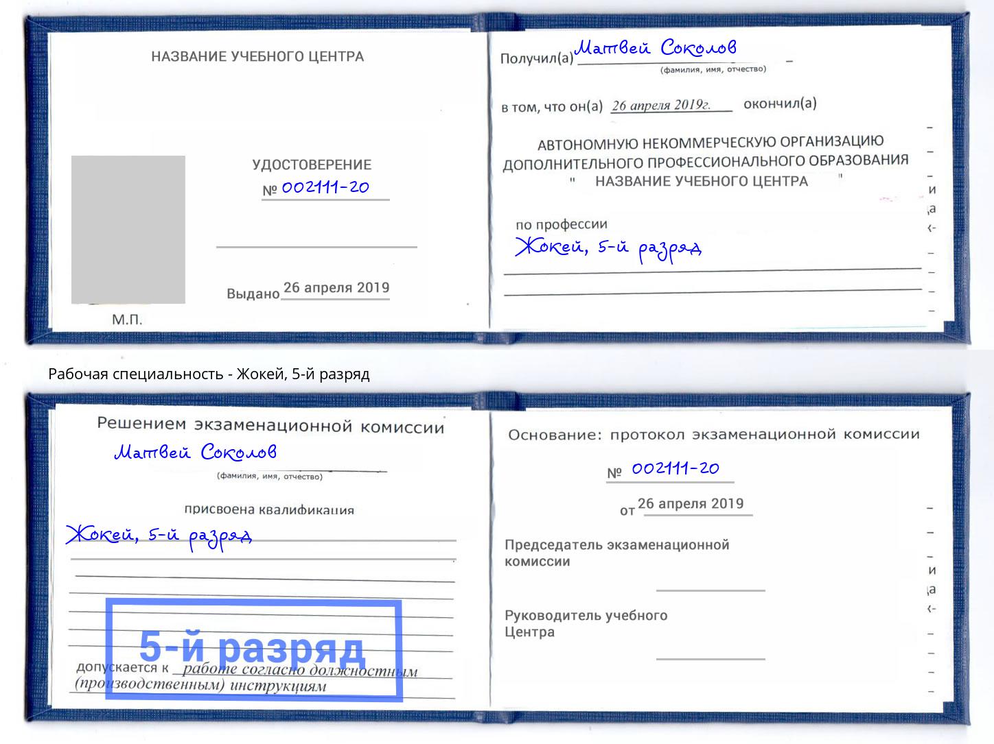 корочка 5-й разряд Жокей Краснознаменск